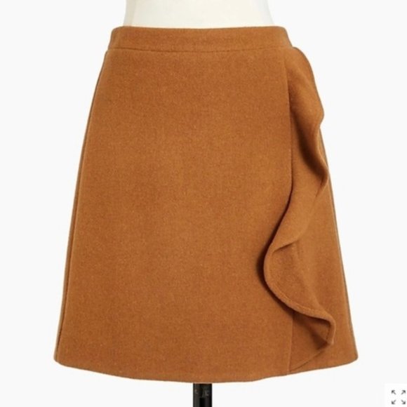 J. Crew Dresses & Skirts - J.Crew Wool Camel Ruffle Mini Skirt